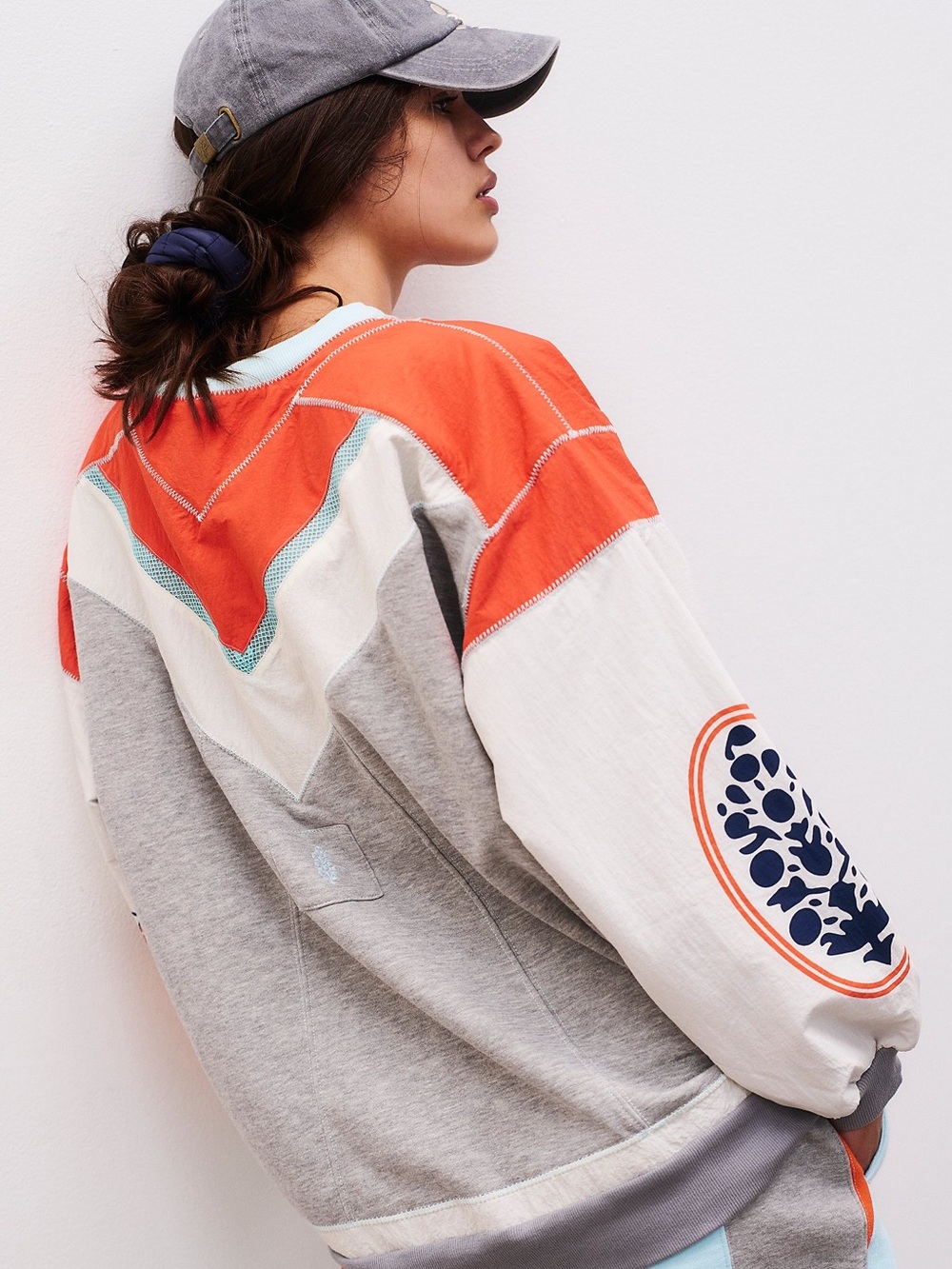 FP Movement by Free People Gray, Orange & Teal Colorblock Sweatshirt - Picture 4 of 16